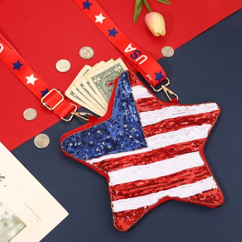 YAHPERN 4th of July Purse for Women Beaded Crossbody Purse American Flag Star Patriotic Shoulder Bag 4th of July Outfits Gift3