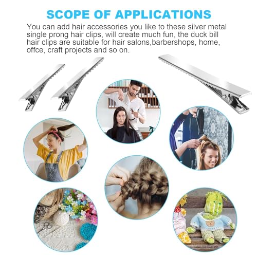 Image of NEOBABY Plain Alligator Metal Hair Clips | Crocodile Clips Styling Sectioning Hair Duck Teeth Hair pins | Curl Clips Barrettes | Craft DIY Accessories for Girls and Women's