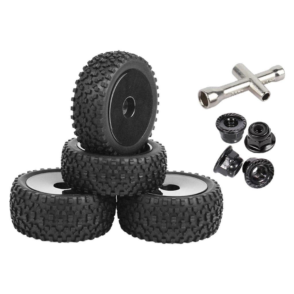 Harilla Neumáticos Traseros Mejorados para :10. Pieza de Vehículo de de Modificada. de 12 Mm. 4 Neumáticos para Coches RC, Negro