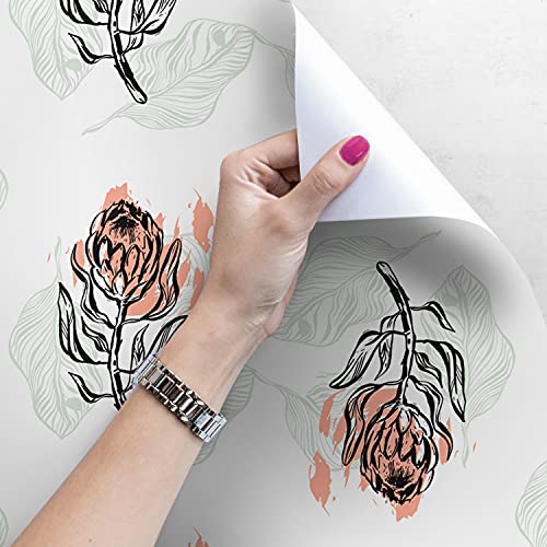 Papier peint intissé fleurs rose pour masquer imperfections mur et meuble