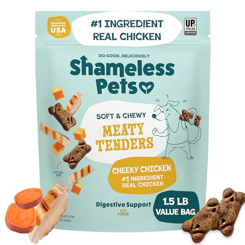 Image of Shameless Pets Soft & Chewy Dog Treats, Cheeky Chicken Meaty Tenders, 1.5lb - Real Chicken is 1st Ingredient - Grain Free, No Corn or Soy - Digestive Support - for Small, Medium & Large Dogs