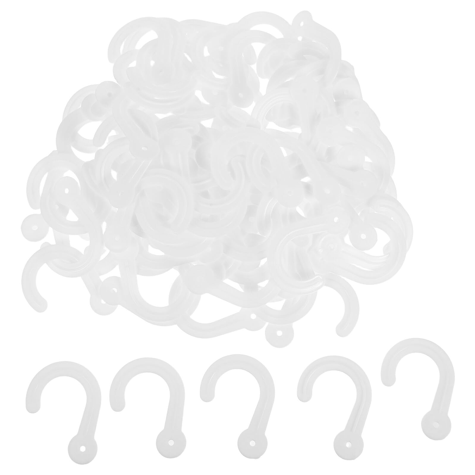 100pcs White Plastic Hooks for Fabric Samples Wall-Mounted Bag Hangers and Bathroom Towel Hooks Kitchen Organizer for Hanging Backpacks and Clothes