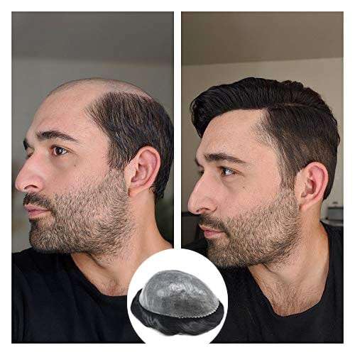 Miniatura 6 de Toupee Hair Piece For Men Real Human Hair Poly Skin Mens Toupee Hair System Men Hair Pieces Replacement System For Men Protesis Capilar Para