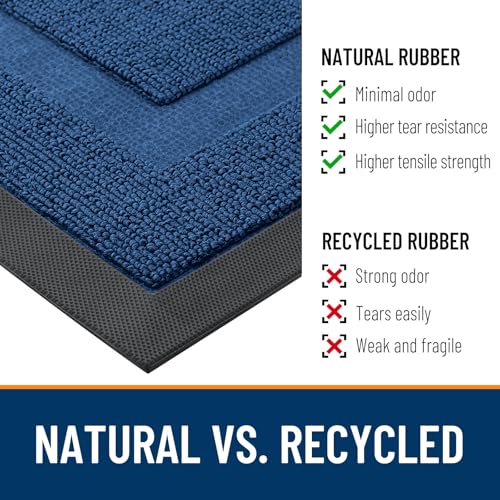 Image of OLANLY Half Circle Door Mat Indoor Outdoor Entrance Welcome, Waterproof All-Season, All-Weather Doormat, Sturdy Natural Rubber, Low Profile, Easy Clean Patio Porch Entryway Mat, 33x21, Navy Blue