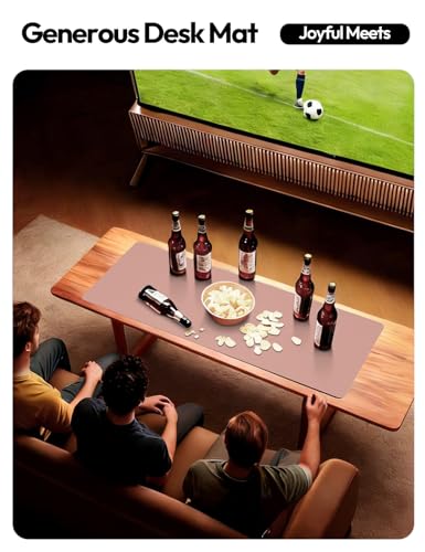 Image of YSAGi Leather Desk Protector, Office Mat, Large Mouse Mat, Non-Slip PU Leather Blotter, Laptop Pad, Waterproof Writing Pad for Office and Home (Pale Mauve, 47.2 inch x 23.6 inch)