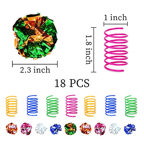 Andiker Cat Toys 18 Pack, Colorful Cat Spring Toys 8PCS & Crinkle Balls 10PCS - Image 2