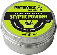 PetEyez Styptic Powder 2oz for Dogs Cats Birds - Fast Blood Clotting Stop Bleed for Nail Trims Cuts Grooming - Vet Trusted Wide Mouth Can