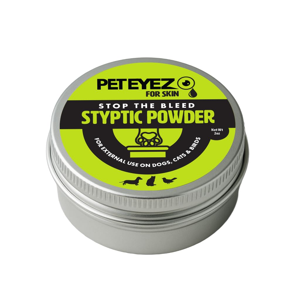 PetEyez Styptic Powder for Dogs Cats Birds 2 oz Fast-Acting Blood Clotting Bleed Stop Powder for Pet Nail