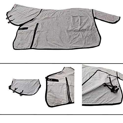 Horse Turnout Blanket Breathable Sweat-Absorbent Comfortable Horse Care Blanket with Neck Lightweight Cotton Rug Horse Equestrian Supplies (130cm) - Afbeelding 3