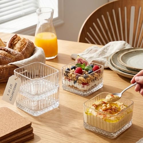 Image of PrimeWorld Glass Bowl Set of 6 - 5 Inch | Premium Clear Serving Bowls for Dessert, Snacks, Ice Cream, Salads & More | Elegant Glass Tableware for Kitchen & Dining