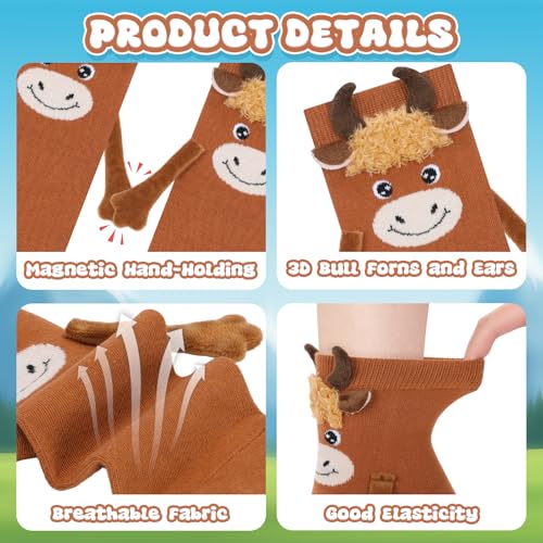 Image of Magnetic Holding Hands Socks -Funny Cow Animal Socks That Hold Hands Friends Gifts for Women Teen Girls Kids Birthday