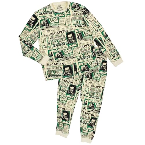 Creepy Co. Bela Lugosi Poster Pajama Set – Classic Dracula Horror Sleepwear for Adults – Soft Cotton Blend PJs