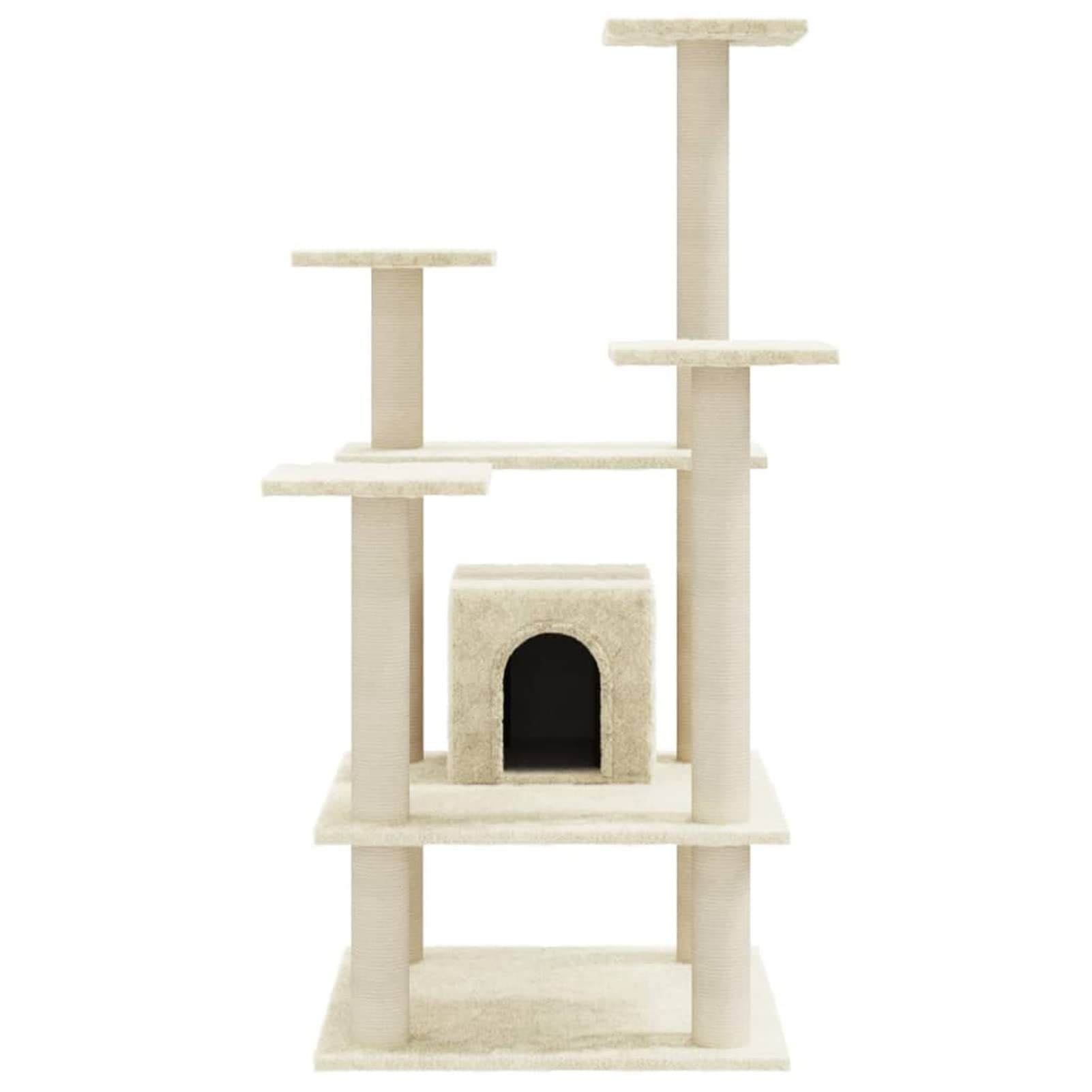 Homgoday Albero tiragraffi in sisal, color crema, 110 cm, torre tiragraffi, casetta multilivello per gatti, centro attività per gatti, animali e articoli per animali domestici