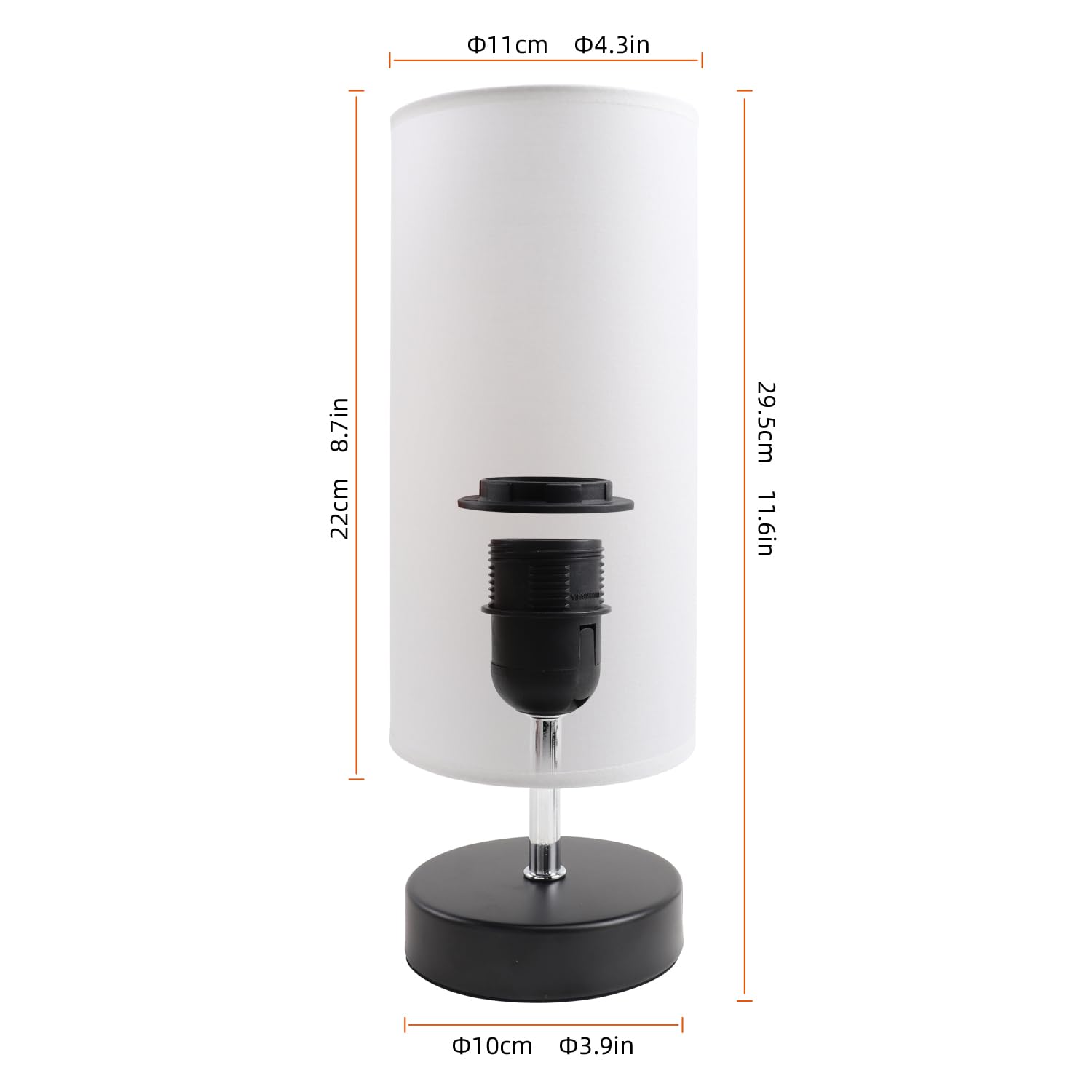 Lampka nocna biała z żarówką 6 W, oprawa E27 z przełącznikiem kablowym, 3 temperatury barwowe 3000 K/4000 K/6500 K z funkcją pamięci, nowoczesna lampa stołowa LED do sypialni, salonu