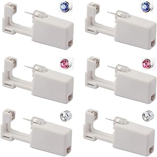6 pistolas perforadoras desechables para pendientes de oreja, sin dolor, equipo de pistolas perforadoras de oreja, herramientas para niñas, niños, mujeres, hombres(2 blancos, 2 rosas, 2 azules)