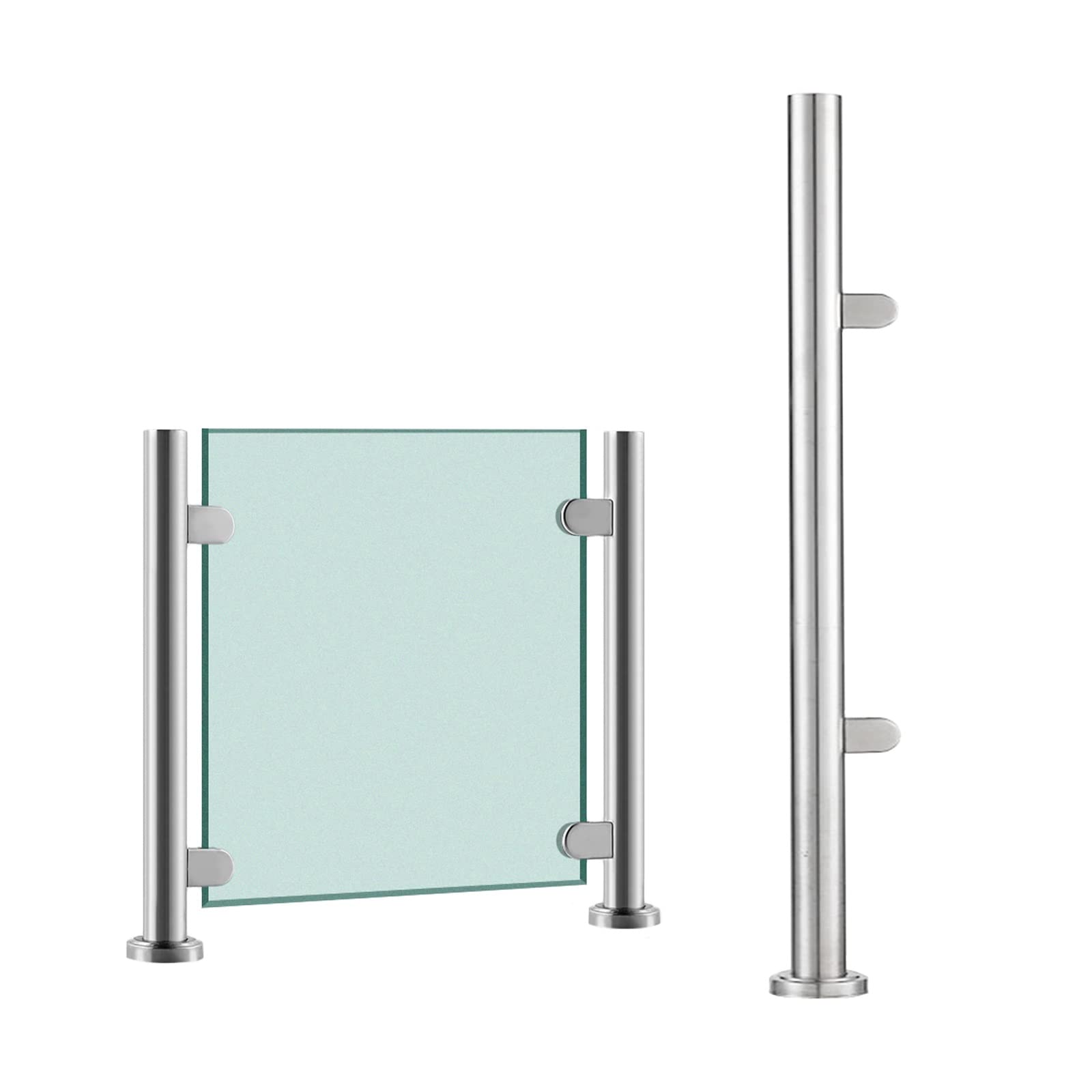 inless Steel Deck Ringhiera Post Rotondo Balaustra Sistema per Giardino Recinzione Loft & Portico Guardrail Adjuble 60150CM Altezza Balaustra Supporto.