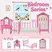 46 Pcs Dollhouse Furniture Set,Miniature Dollhouse Accessories 1:12 Doll Furniture with Cat,Dog,Kitchen, Dining Room,LivingRoom,Bedroom Mini Doll House Furniture Toys Playhouse Boys Girls 3+
