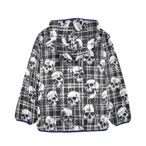 CHIFIGNO Plaid Skulls Sweatshirt Jacket with Hood Toddler Boy Coat for Fall Winter Toddler Zip up Hoodie Boy 3-10Y2