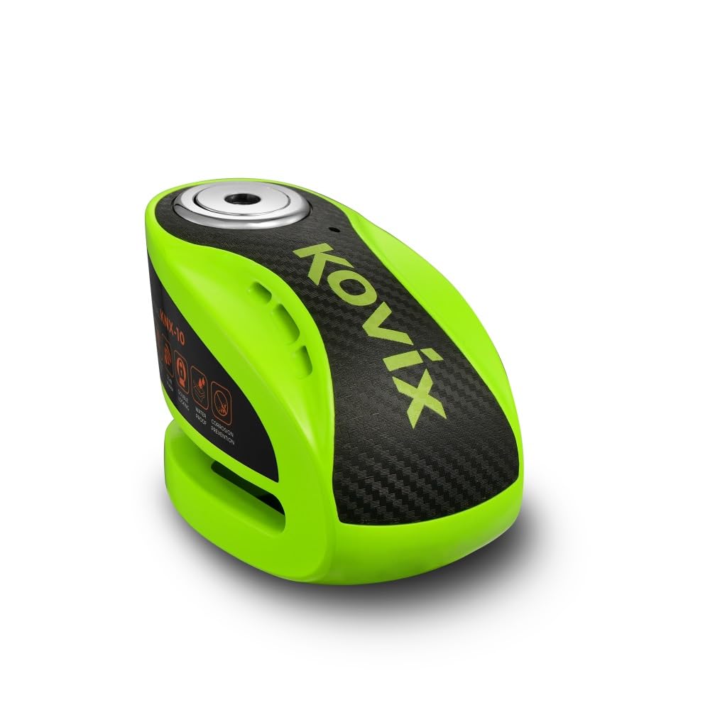 KOVIX KNX10 Lucchetto a disco con allarme Pin Ø 10 mm antifurto disco scooter, moto, colore: verde