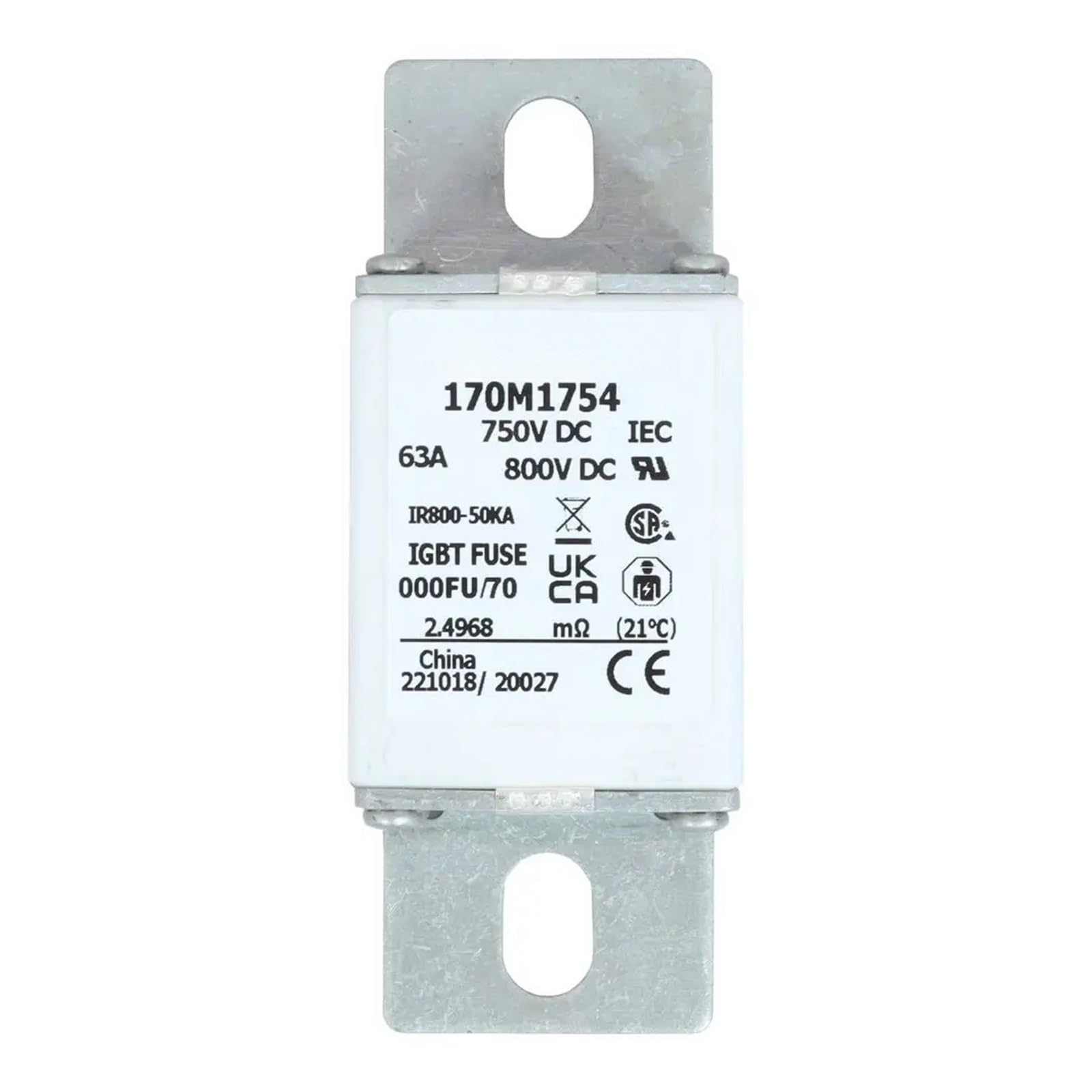 Fusible 170M1754 haute vitesse 63A adaptable sur lignes 170M1759 170M1760