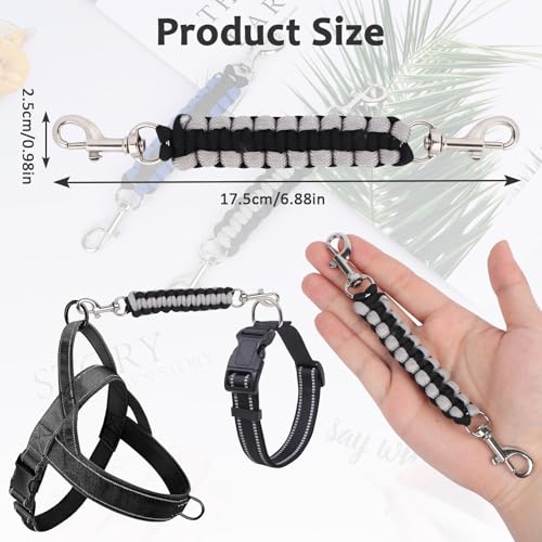 NiCola Hundehalsband-Sicherheitsclip, 2 Stück, Sicherheitsgurt für Hundegeschirr, Sicherheitsclips für Hundehalsband und Geschirrverbindung (2 Stück, Schwarz / Grau)
