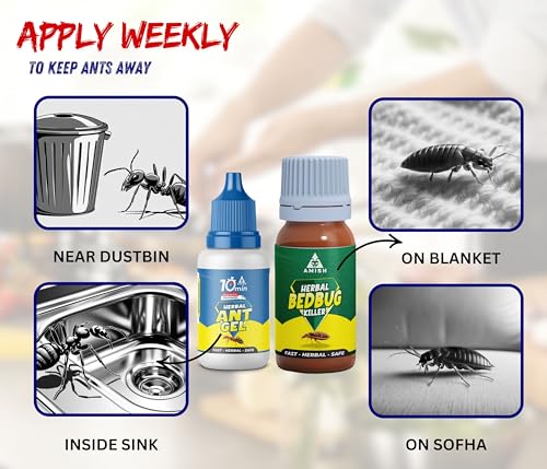 Image of Amish Combo Pack 20g & Amish-B Bed Bug Liquid 30g For Home Kitchen |10Minutes Result Guaranty|Removes Entire Ant, Bed Bug Colony|Powerful 100% Organic No Chemical