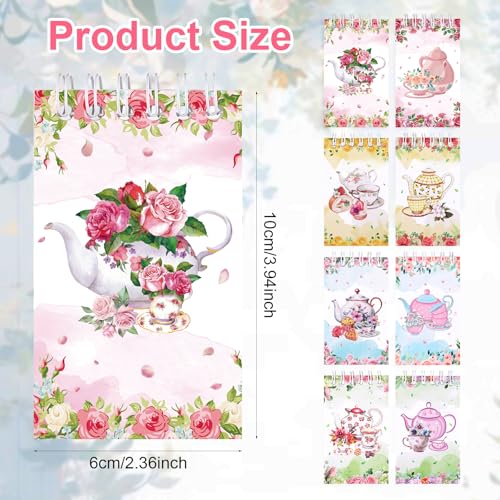 24 Mini blocs-notes à spirale théière et fleurs pour cadeaux d'invités et bureau - 2