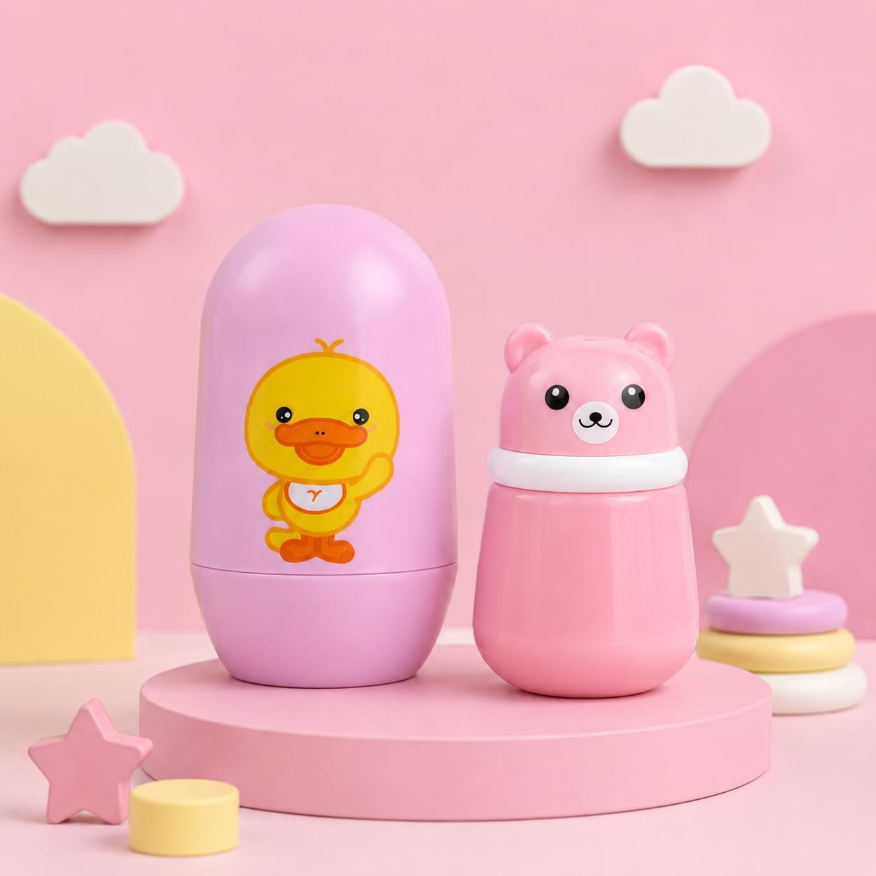 Baby 4-in-1 Manicure & Pedicure Grooming Essential Set with Cute Cartoon Protective Case & Baby Powder Puff Container | BPA-Free Nail Care Kit for Newborn, Infant & Toddler | Portable Baby Hygiene Set (DESIGN 201)-image-4