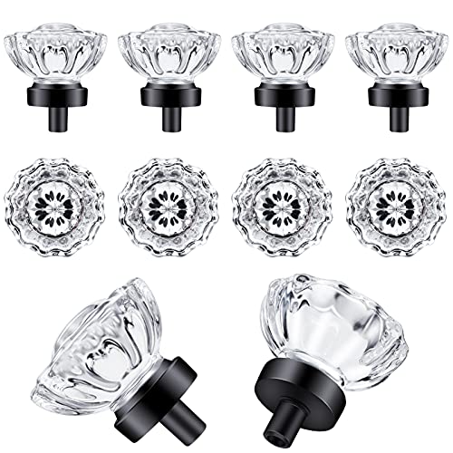 SHINY HANDLES Cabinet Knobs Matte Black 8 Pack Glass Cabinet Knobs Vintage, Crystal Drawer Knobs and Pulls, Dresser Knobs
