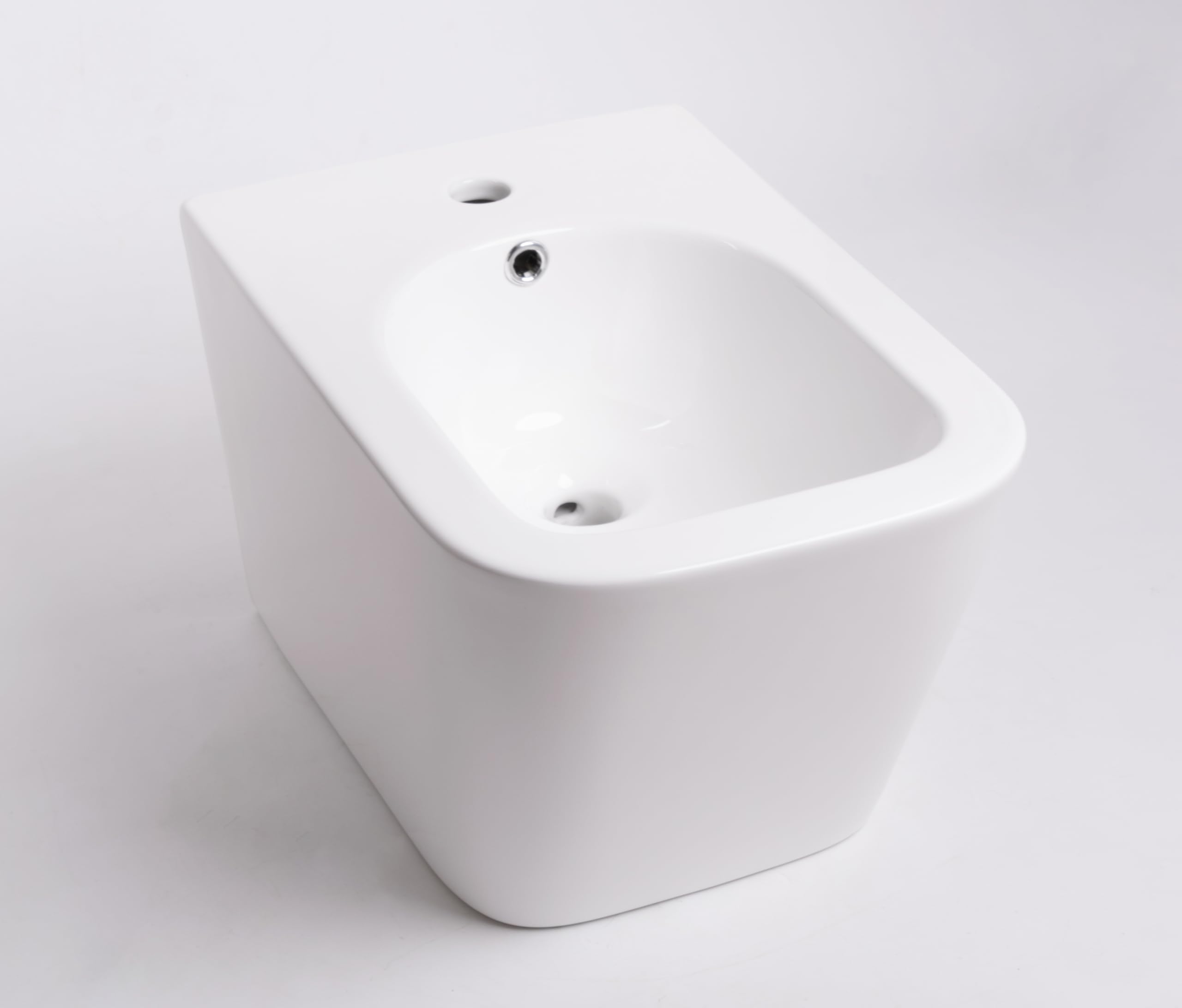 WITIT LX-1067 - Sanitari Sanitario Bidet Bide' Sospeso Senza Bordo Quadrato in Ceramica Bianco a Muro a Parete a Sospensione