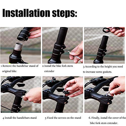 Zukka Bike Fork Stem Extender Bicycle Handlebar Stem Riser Adjustable Bike Stem Riser Aluminium Alloy Head Up Adapter 1-1/8 Inches Bike Neck Extender #TOP5