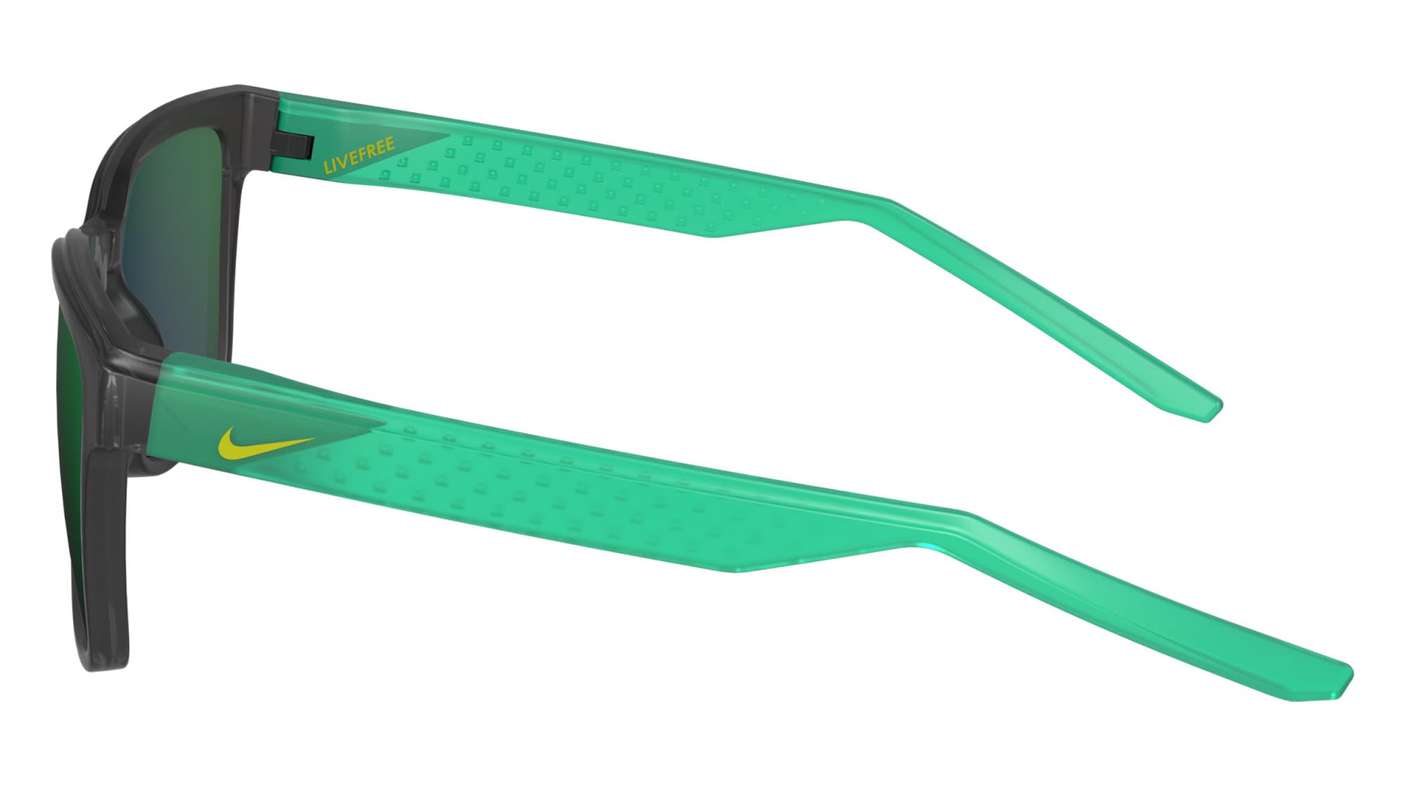 Nike Nike Livefree Iconic N Iu4882x Quadratische Sonnenbrille für Herren, Mattschwarz/Grün verspiegelt, One Size