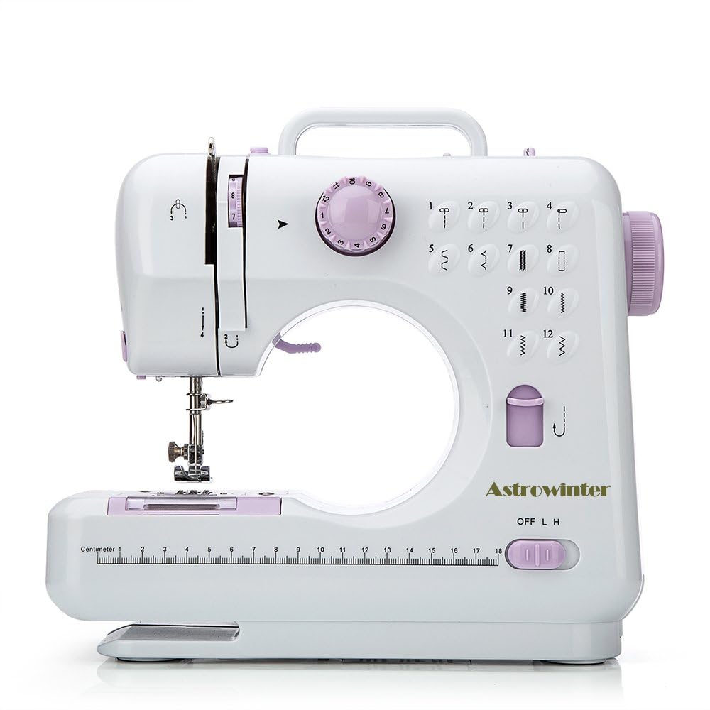 Mini Sewing Machine for Beginner by Astrowinter - Small Electric Sewing Machines with 2 Speed 12 Built-in Stitch Patterns AW-054-A4