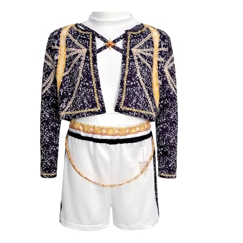 Yigoo Koreanpop Demon Kostüm Kinder, Hunter Cosplay Costume Outfit Mädchen, Anime Jäger Popsänger Idol Bühnenuniform Verkleidung für Karneval Halloween Party 110