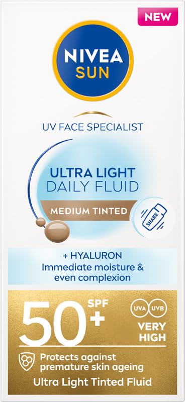 NIVEA SUN Ultra Light Daily Fluid MEDIUM Tinted SPF50+ 40ml