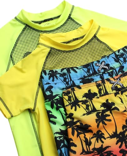Image of Body Glove Boys Swim Set - 4 Piece UPF 50+ Swim Trunks and Rash Guard for Boys Kids Swimwear Set (Sizes: 4-12)