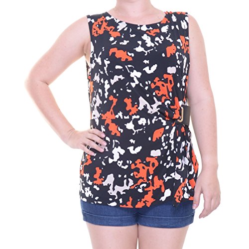 Calvin Klein Womens Sleeveless Belted Casual Top Black L