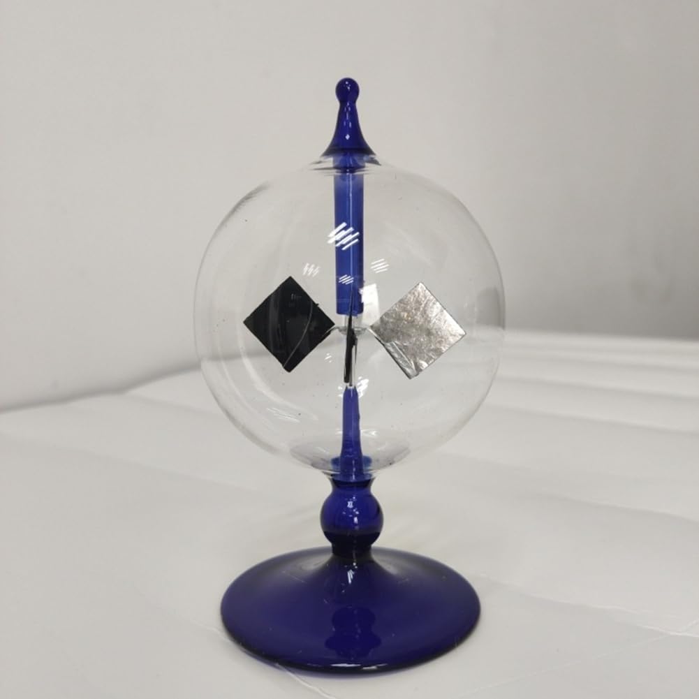 Fuhjythy Moulin à Vent Rotatif à 4 Pales en Verre à Énergie Solaire Radiomètre Crookes Moulin à Lumière/Outil D'Étude Pédagogique C