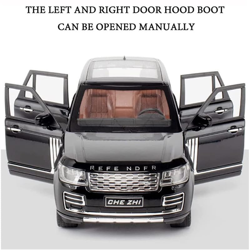 Image of PINQUE Kids New Car 1:24 Refender Diecast Alloy Metal Pull Back Car with Openable Doors Music Sound and Light Vehicle Toy Car for Boys (Black)