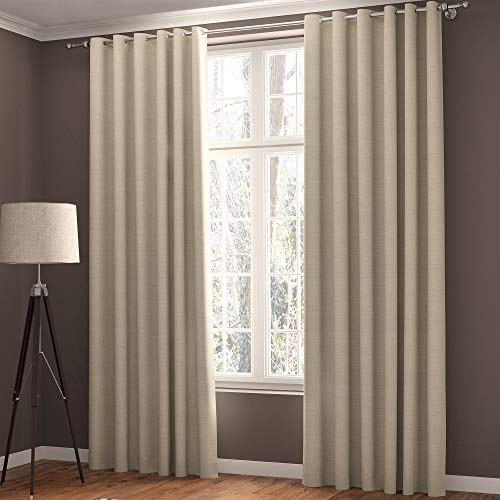 Curtains Faux Linen, Thermal Insulated, 3 Pass 100 % Blackout Eyelet Curtains, (2 Panels) Window Curtains/Panels/Drapes - Image 3