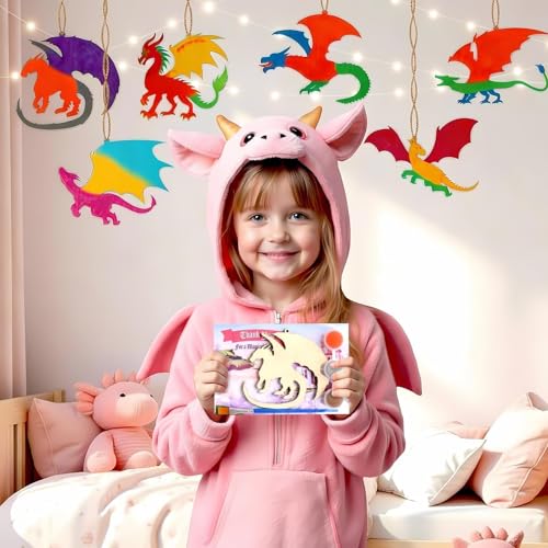 BOIKOKY 12 Pack Dragon Party Favors for Kids – Individually Wrapped Paint-Your-Own Wooden Hanging Crafts with Paints, Perfect for Fantasy Parties & Classroom Activities - Image 4