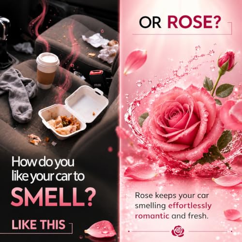 Image of Rose Premium Car Perfume Luxury Spray 50 ML with Hanging Card /Travel Friendly Car Air Fresheners 350+ Sprays /Car Accessories Interior /Eliminates Bad Odour for Car, Office & Home