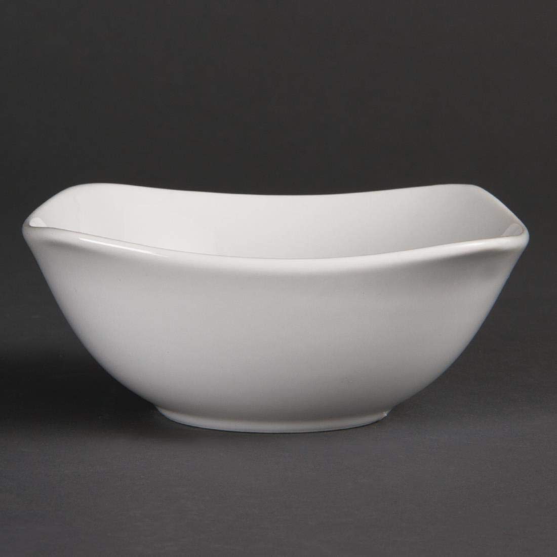 12X Olympia Whiteware Rounded Square Bowls 140mm Porcelain Kitchen Dish