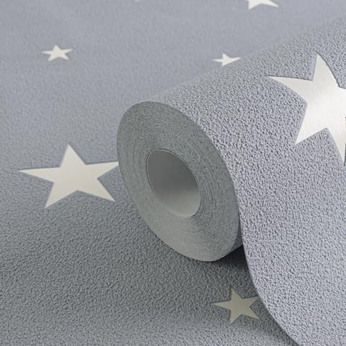 A.S. Création Vliestapete Day & Night glow in the dark Tapete leuchtet im Dunkeln 10,05 m x 0,53 m grau Made in Germany 324403 32440-3