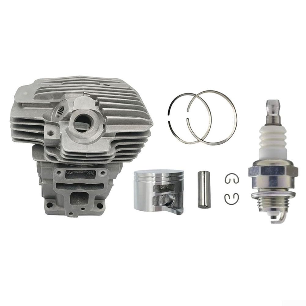 Kit cilindro per motosega Ms391 da 49 mm con clip per anelli pistone compatibile con 1140-020-1204 Set di ricostruzione del motore in metallo Finitura argentata per attività di riparazione e restauro