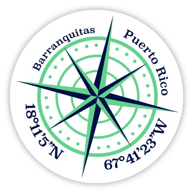 Barranquitas Puerto Rico 2-Inch Vinyl Decal Sticker Latitude Longitude Compass Design