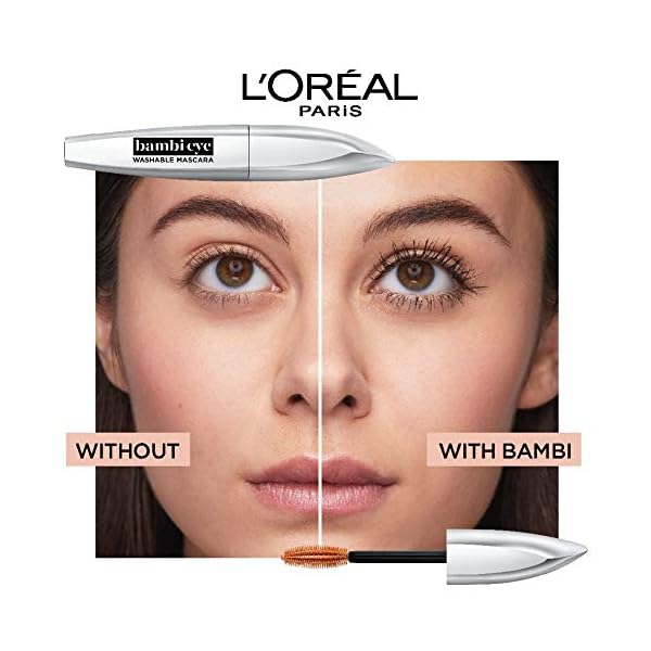 L'Oreal Paris Makeup Bambi Eye Mascara, Lasting Volume, Length & Lift, Doe-eye Definition, No Clumping, Washable, Blackest Black 0.21 Fl Oz