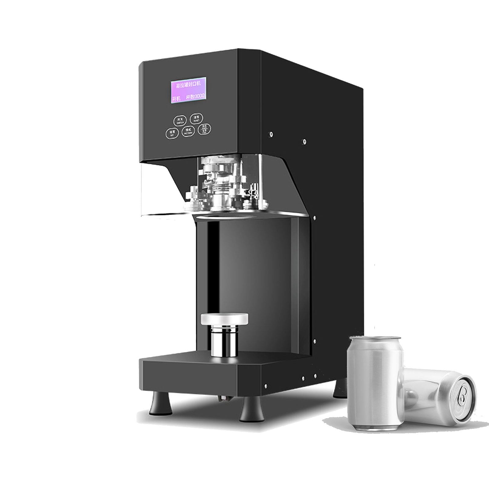AYCDL Can Sealing Machine Full Auotomatic 370W Can Seamer Can Sealer with Smart Counter Tin Can Sealer Bottle,Black-110V,Black-110V