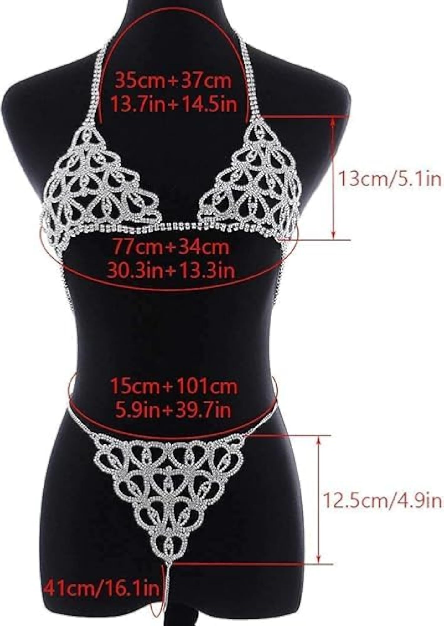Crystal Body Chain Bikini Bra Chain for Women