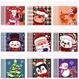 FEBSNOW 450 PCS Christmas Self-adhesive Candy Cellophane Bags Xmas Treat Cookie Bags for Christmas Holiday Party Favor Gift Decoration Supplies (9 Patterns)